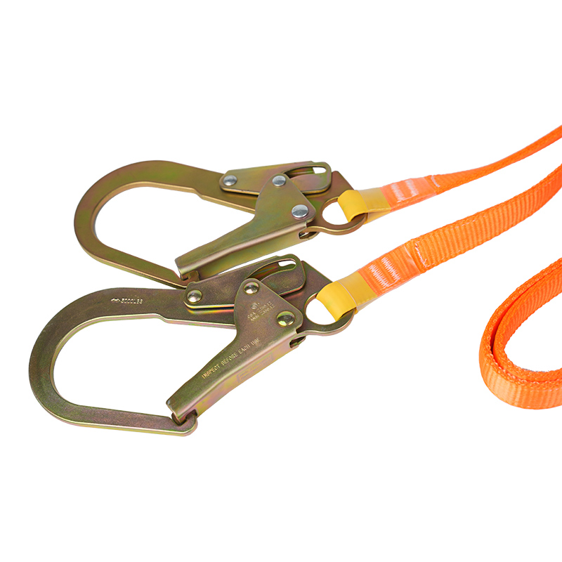 L19 esésgátló iker biztonsági zsinór vastag hevederrel és ANSI horgokkal